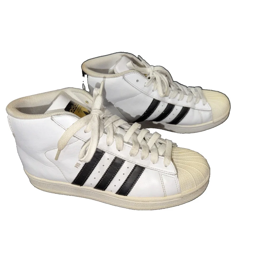 Adidas Pro Model Mid J White Black Sneakers 7Y Women 8 S85962